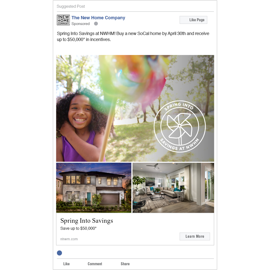 Multi-image Facebook Ad promoting Spring Into Savings event