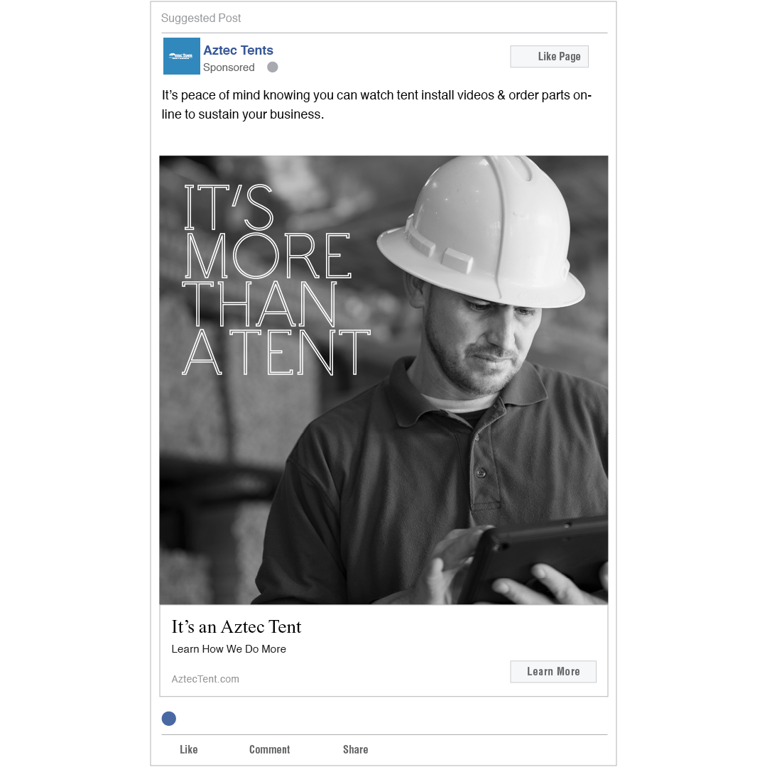 Aztec Tents Facebook single image ad