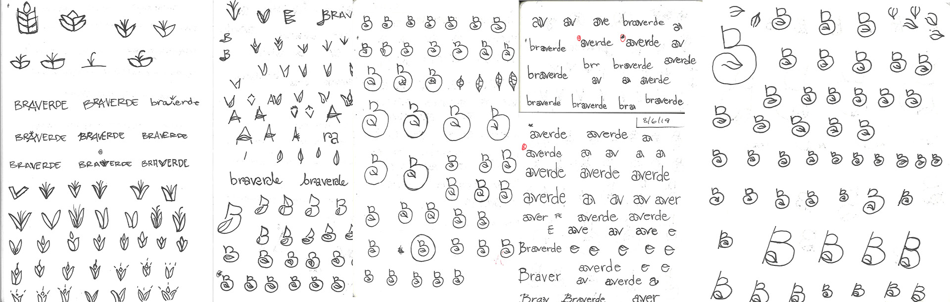 Notebook sketches for the Braverde logo