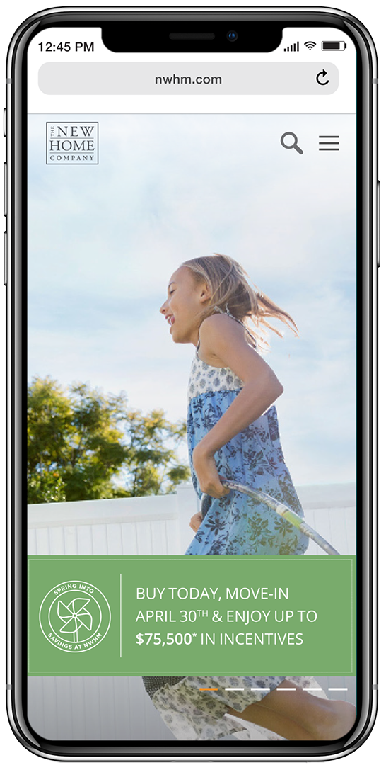 Mobile website with Spring Into Savings take over