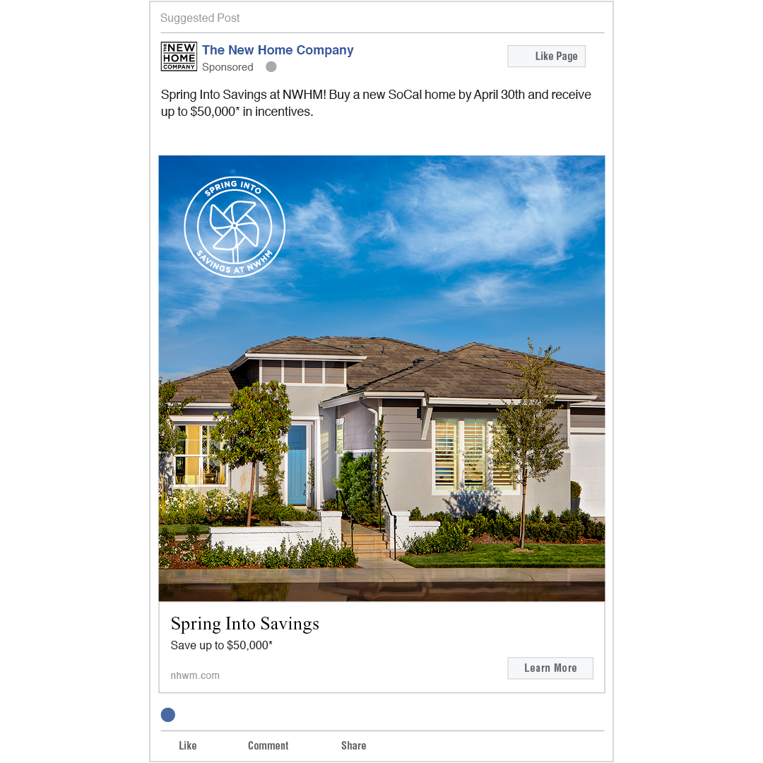 Single-image Facebook Ad promoting Spring Into Savings event